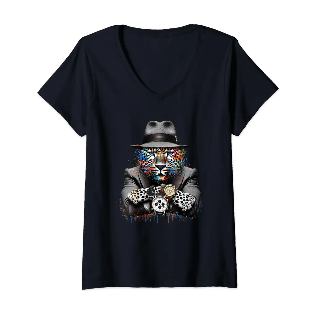 Womens Urban Drip Streetwear Hip Hop Leopard Hustle Money V