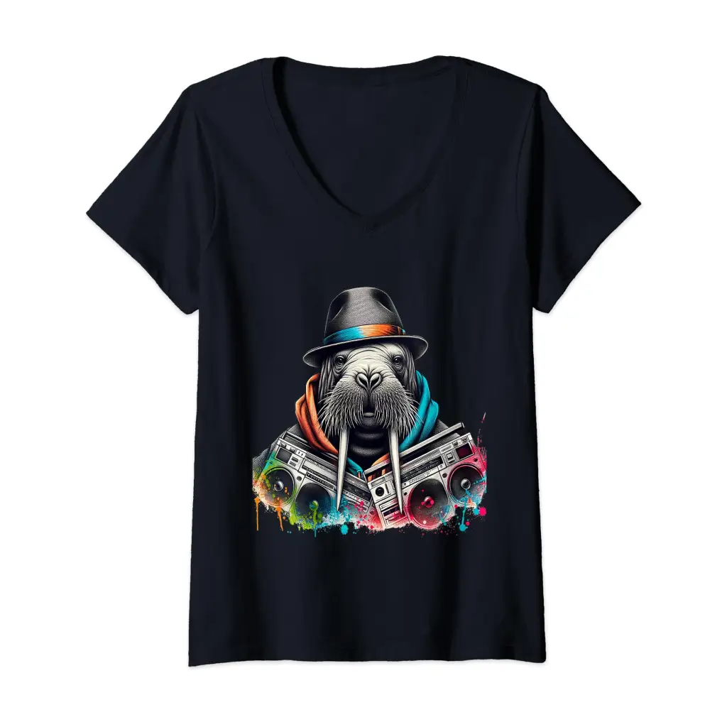 Womens Urban Drip Streetwear Hip Hop Walrus Hustle Money V