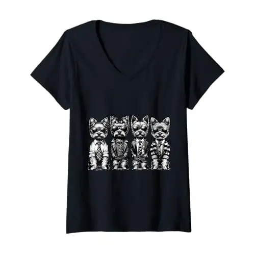 Womens Urban Terriers Hustlers: Hip Hop Pups in Drip V Neck