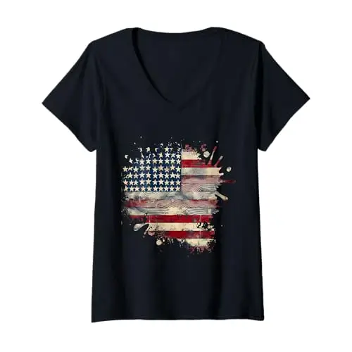 Womens Waves of Freedom: Distressed American Flag Design V