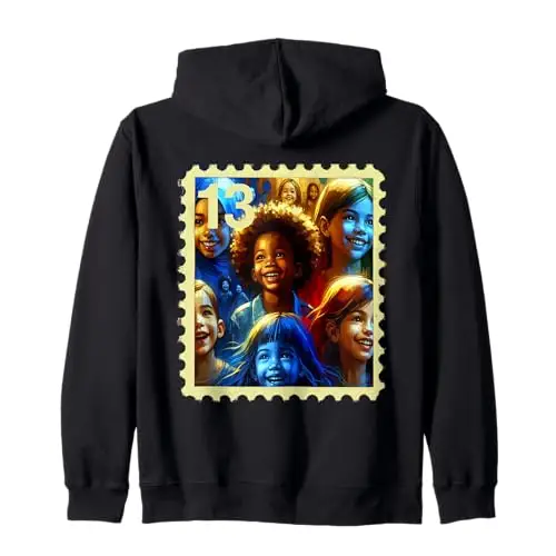 Young Inspiring Faces of Joy – Stamp No. 13 Zip Hoodie