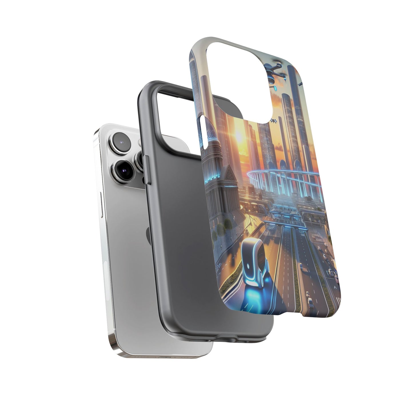 Futuristic Cityscape Unveiled - Phone Case
