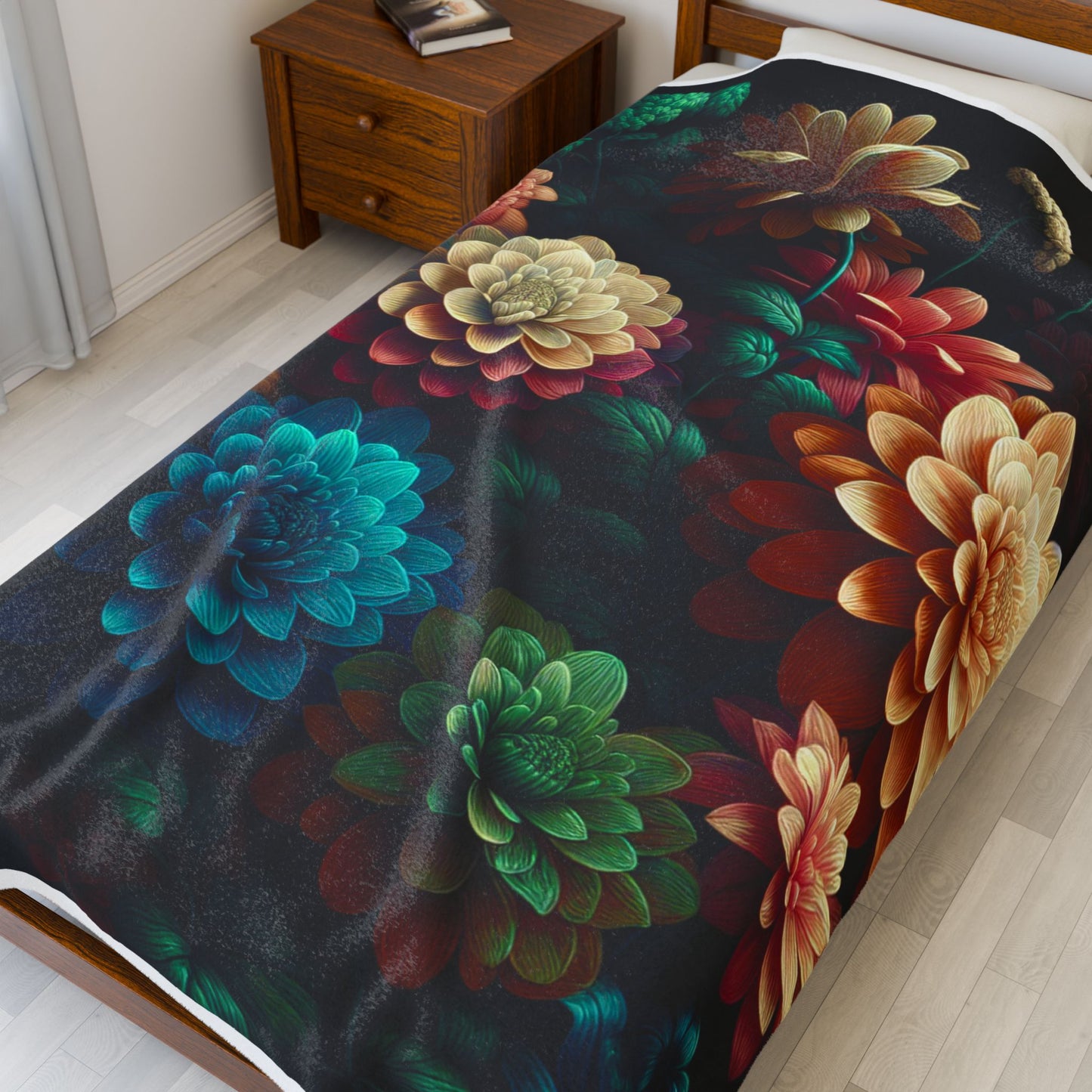 Garden of Nightfall Blooms - Plush Blanket