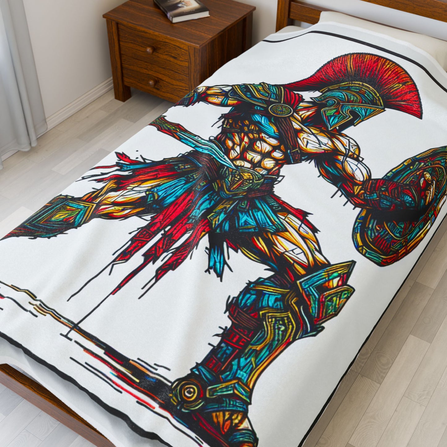 Warrior in Stained Glass- Plush Blanket