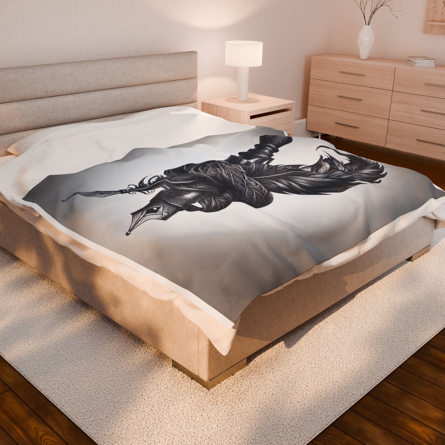 Inked Quill and Nib Knot- Plush Blanket