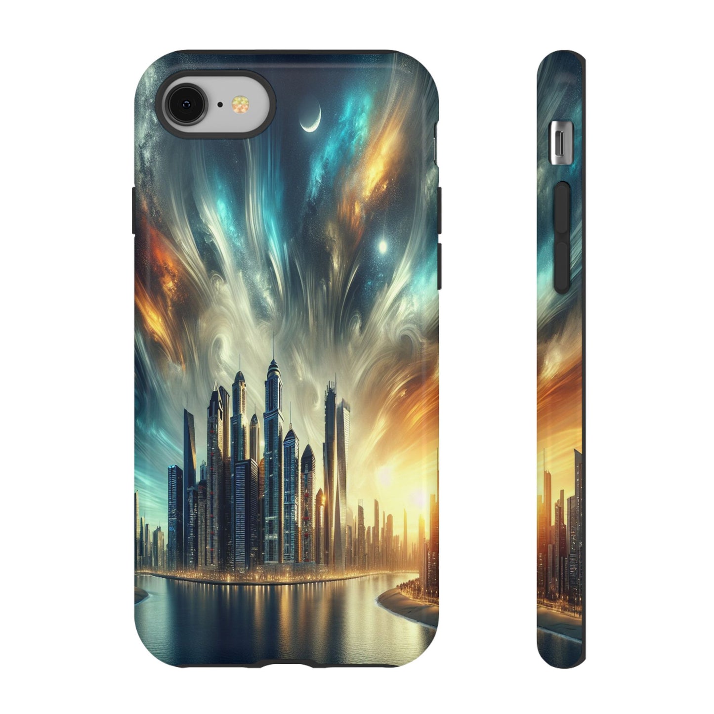 Cityscape under Celestial Tapestry - Phone Case