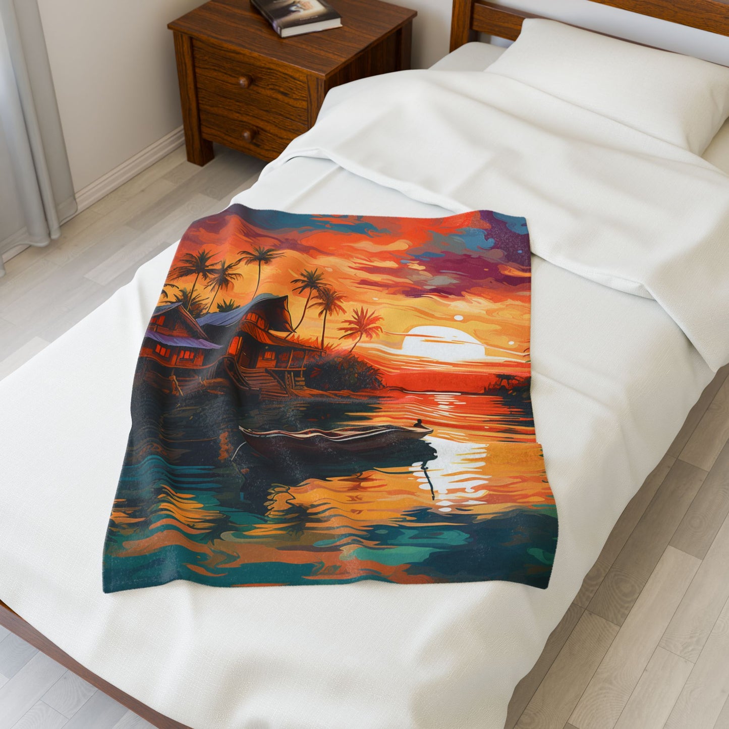 Tropical Sunset Serenity- Plush Blanket