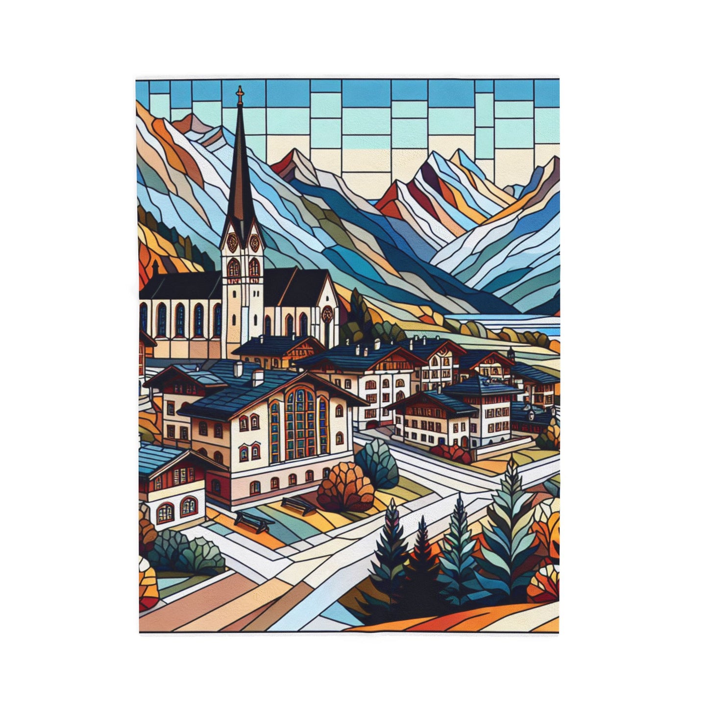 Alpine Mosaic Retreat- Plush Blanket
