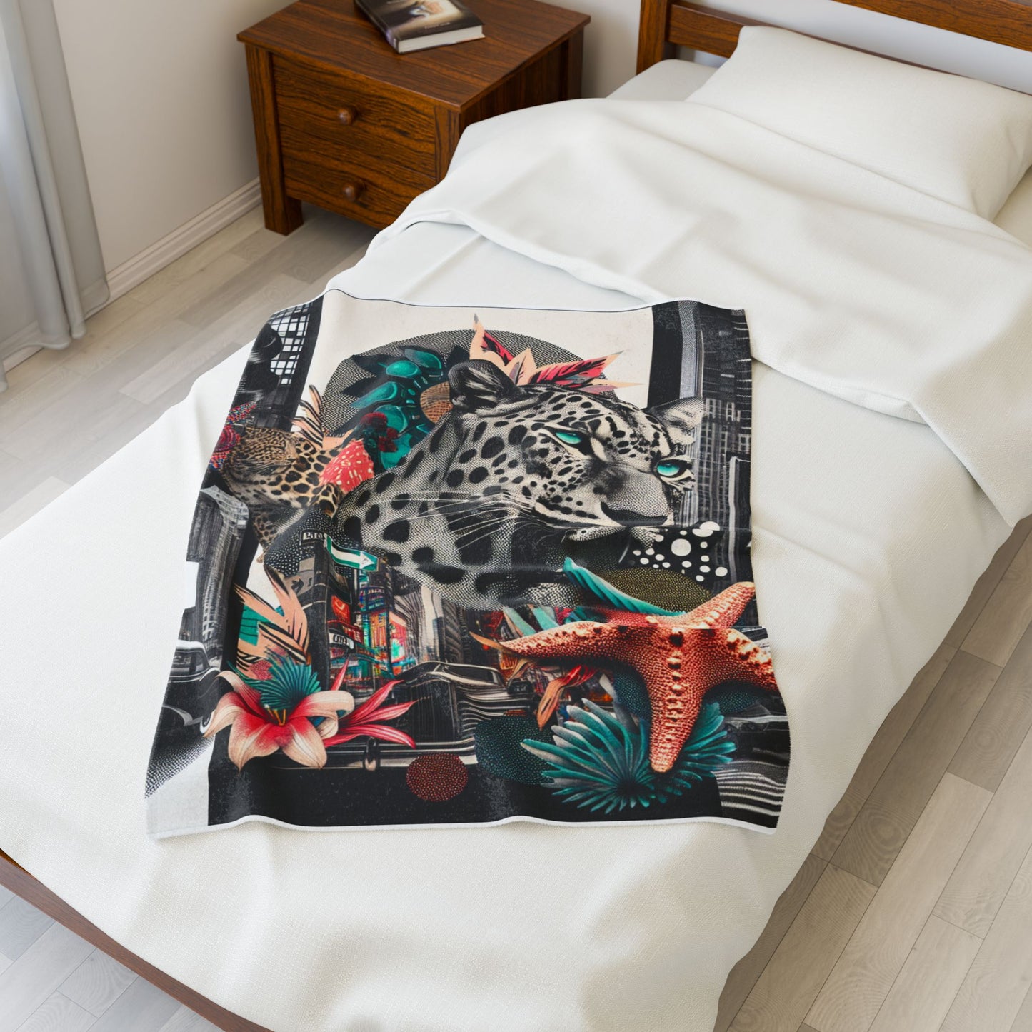 Leopard's Realm in the City Jungle - Plush Blanket