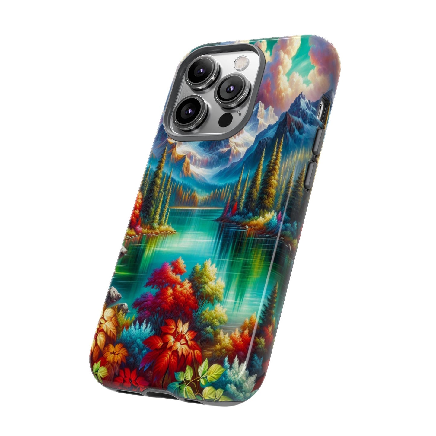 Colorful Mountain Lake Scene - Phone Case