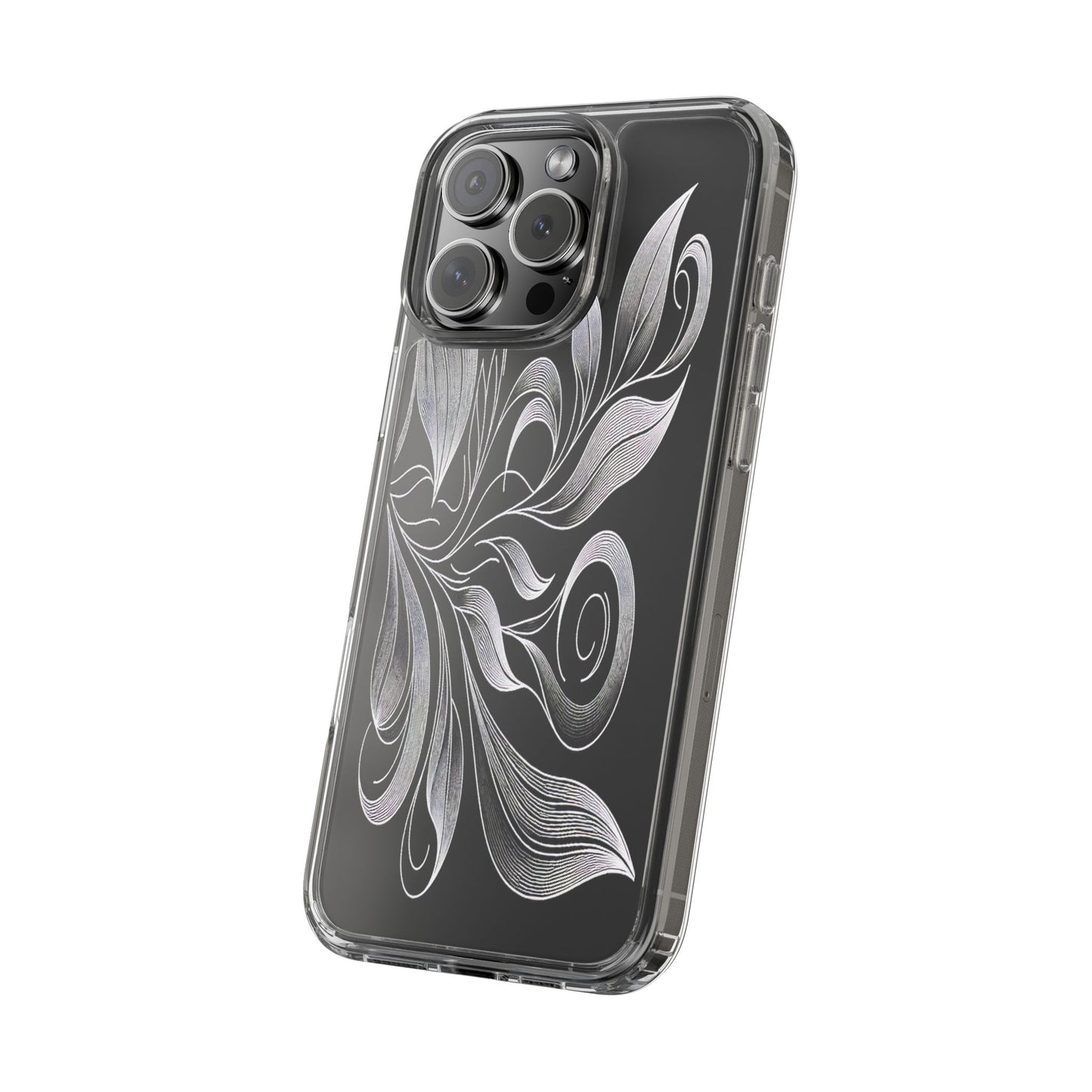 Transparent Nature's Embrace in Linework Iphone Case Compatible With Iphone 16 15 14 - Clear Phone Cover