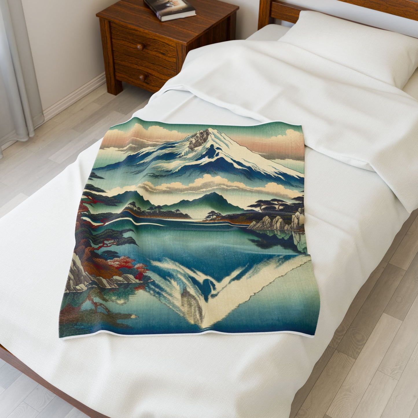 Majestic Peaks and Tranquil Lake - Plush Blanket
