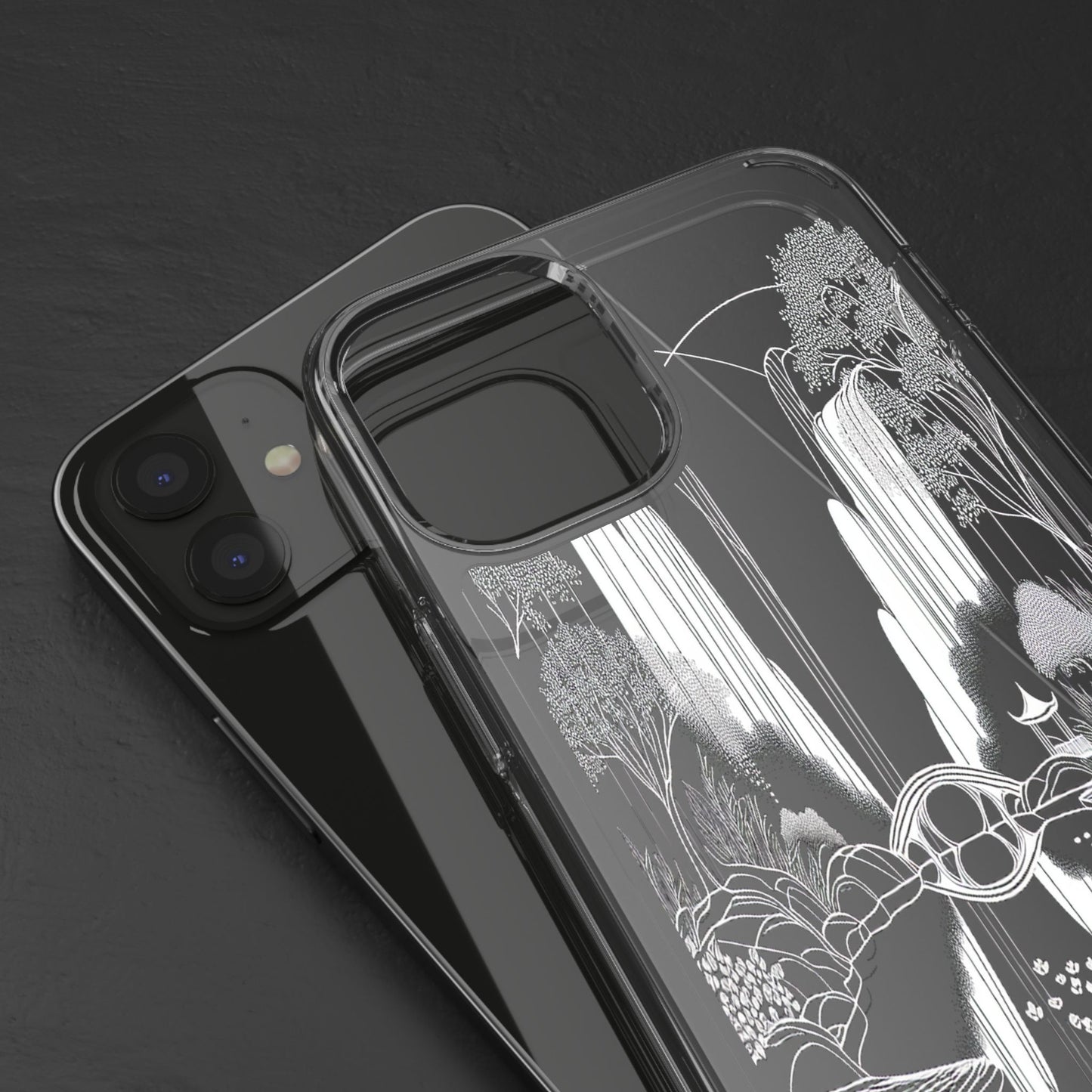 Transparent Waterfall Bridge Scene Iphone Case Compatible With Iphone 16 15 14 - Clear Phone Cover