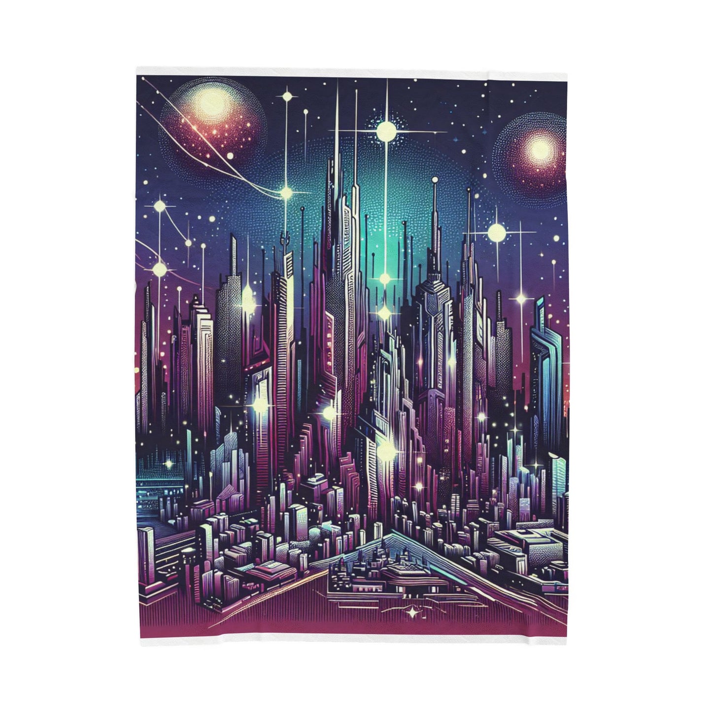 Stellar Metropolis Dreamscape - Plush Blanket