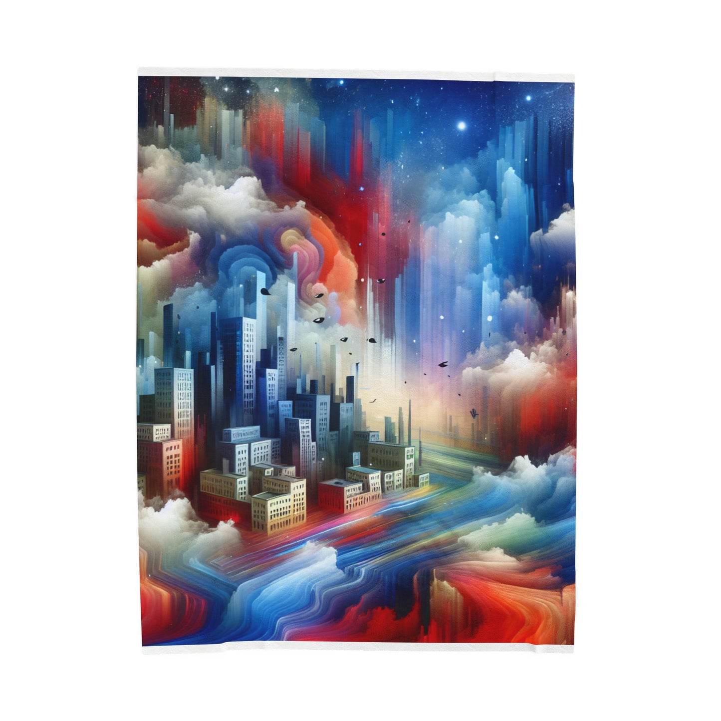 Dreamlike Metropolis Vista - Plush Blanket
