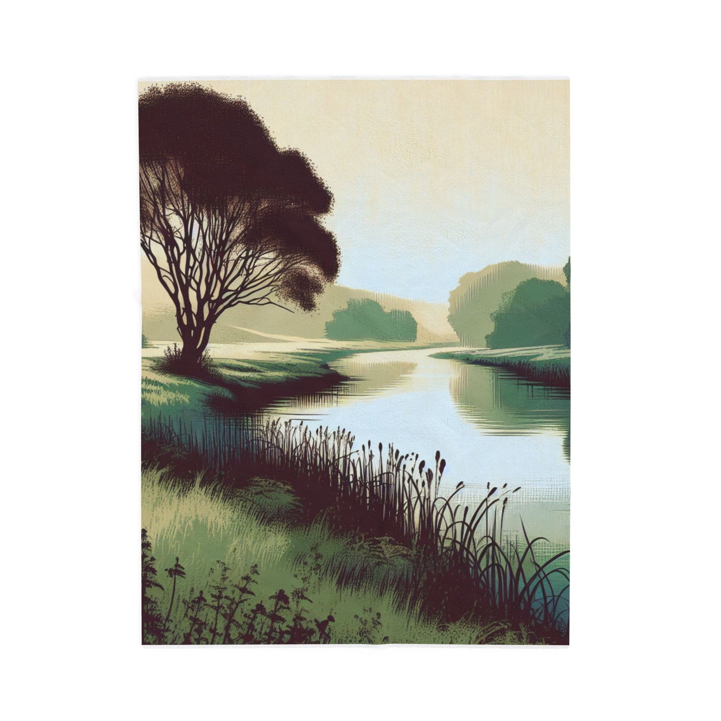 Tranquil River Scene - Plush Blanket