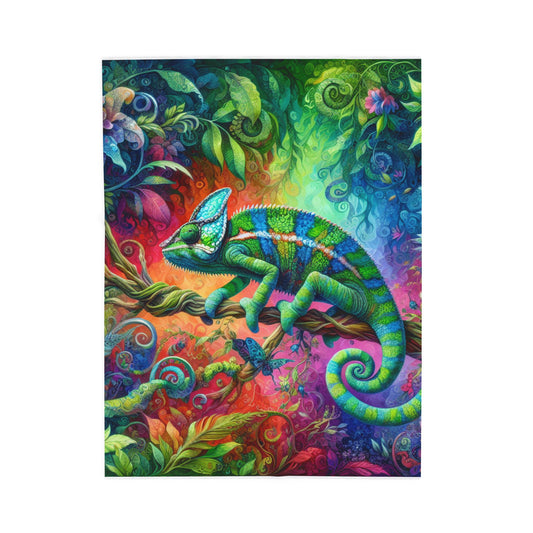 Chameleon in a Lush Jungle - Plush Blanket