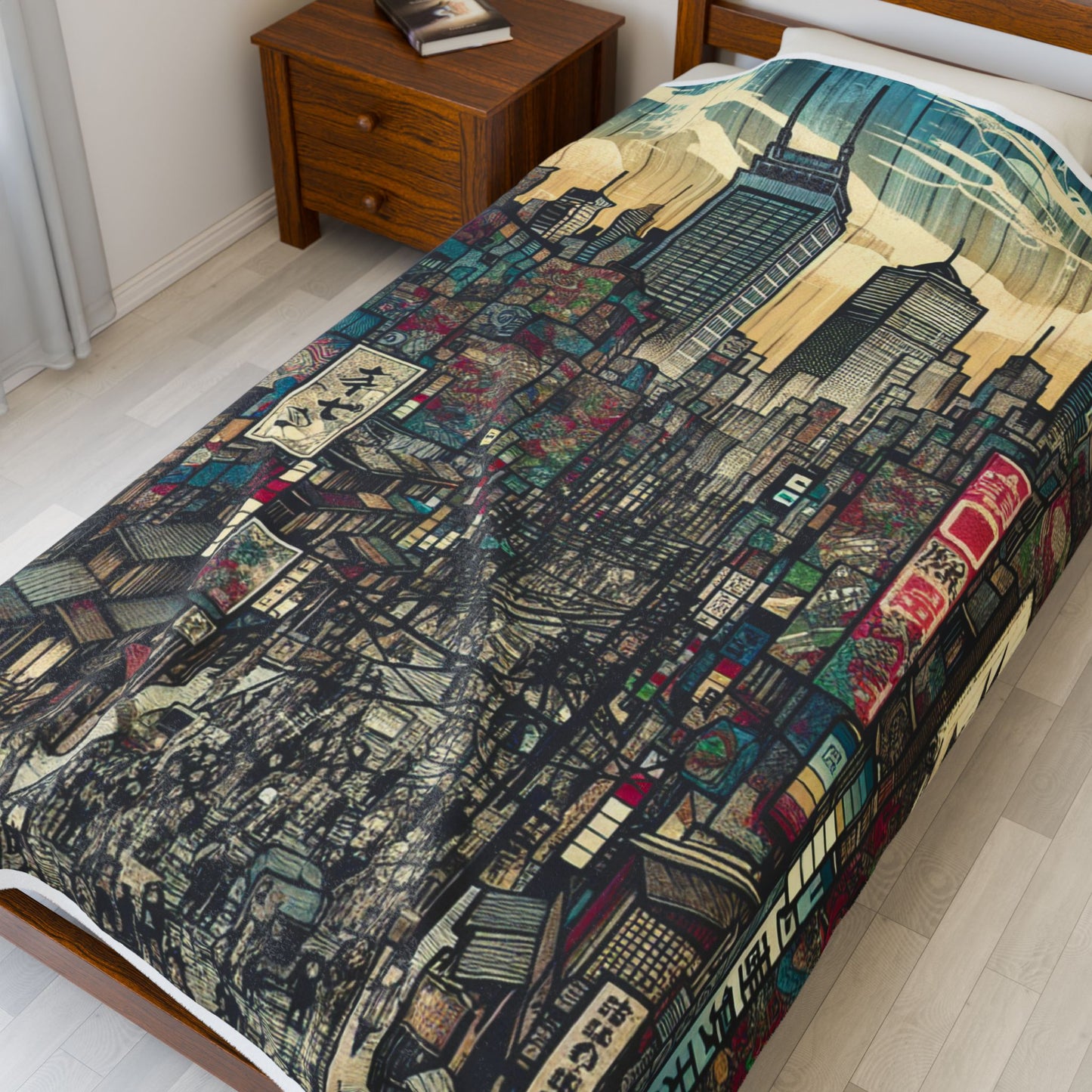 Bustling Streets of Imagination - Plush Blanket