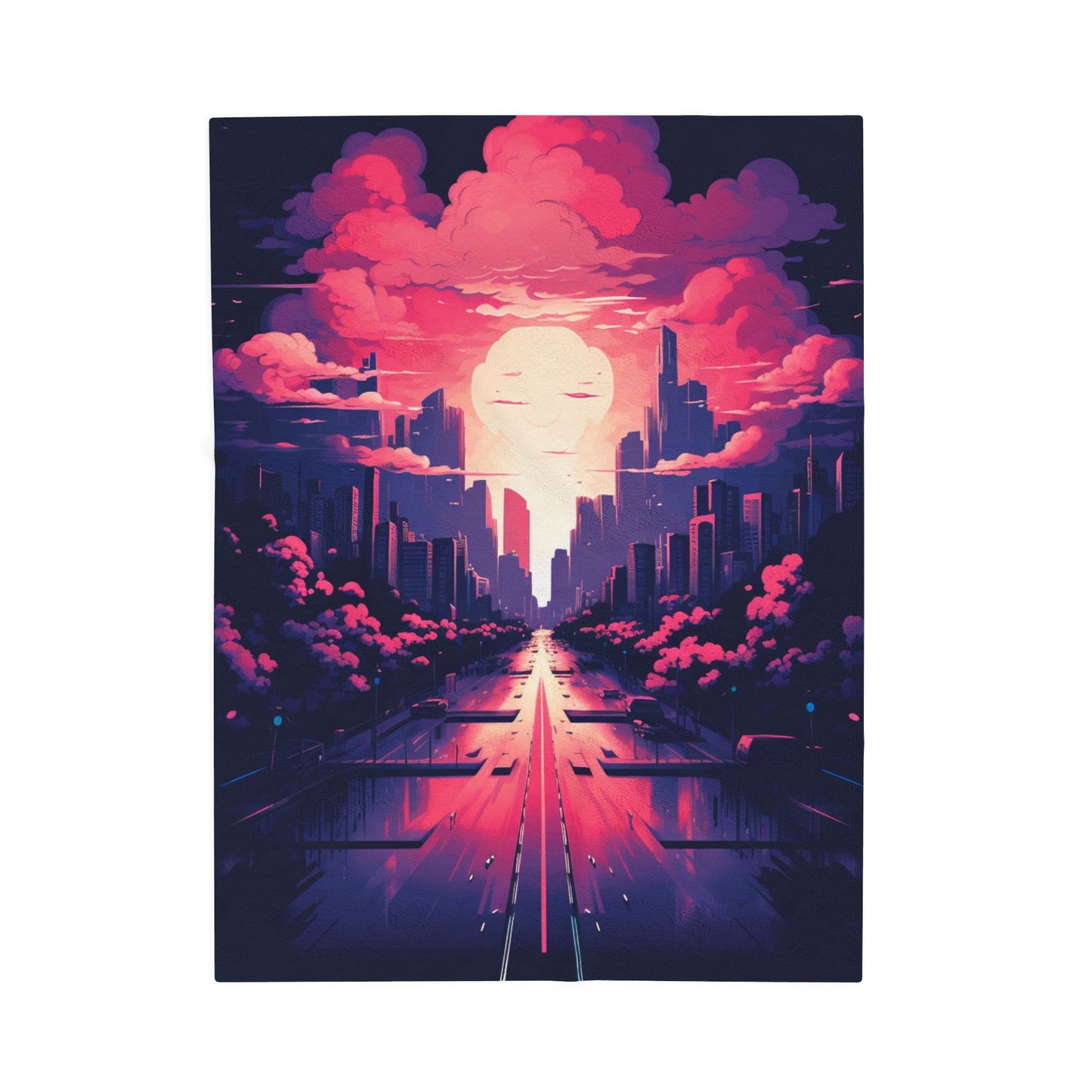 Sunset Metropolis Dreamscape- Plush Blanket