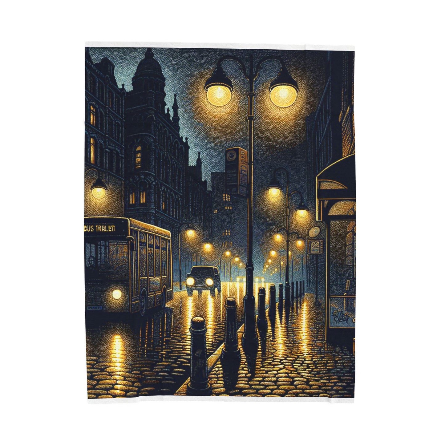 Illuminated Streetscape - Plush Blanket