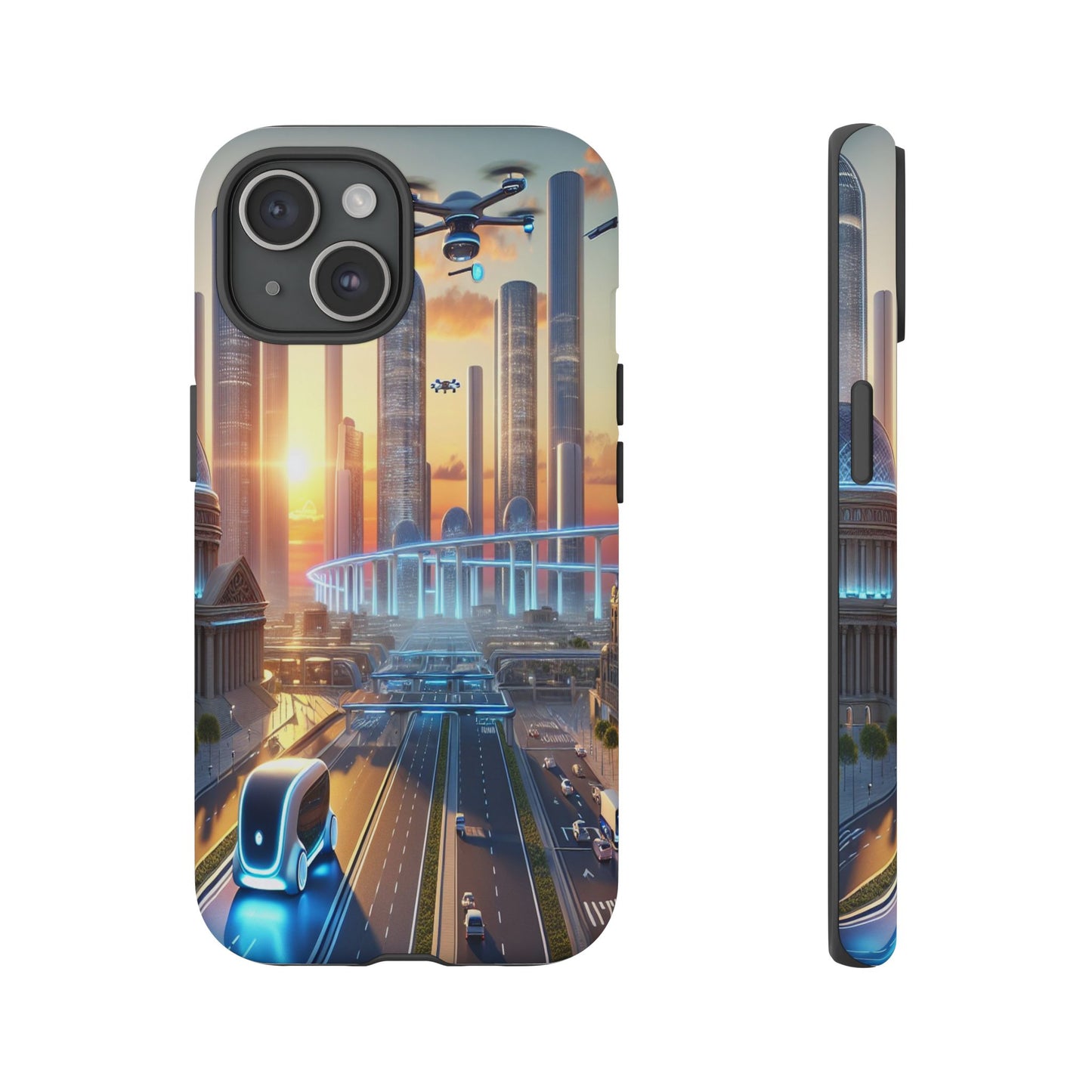 Futuristic Cityscape Unveiled - Phone Case