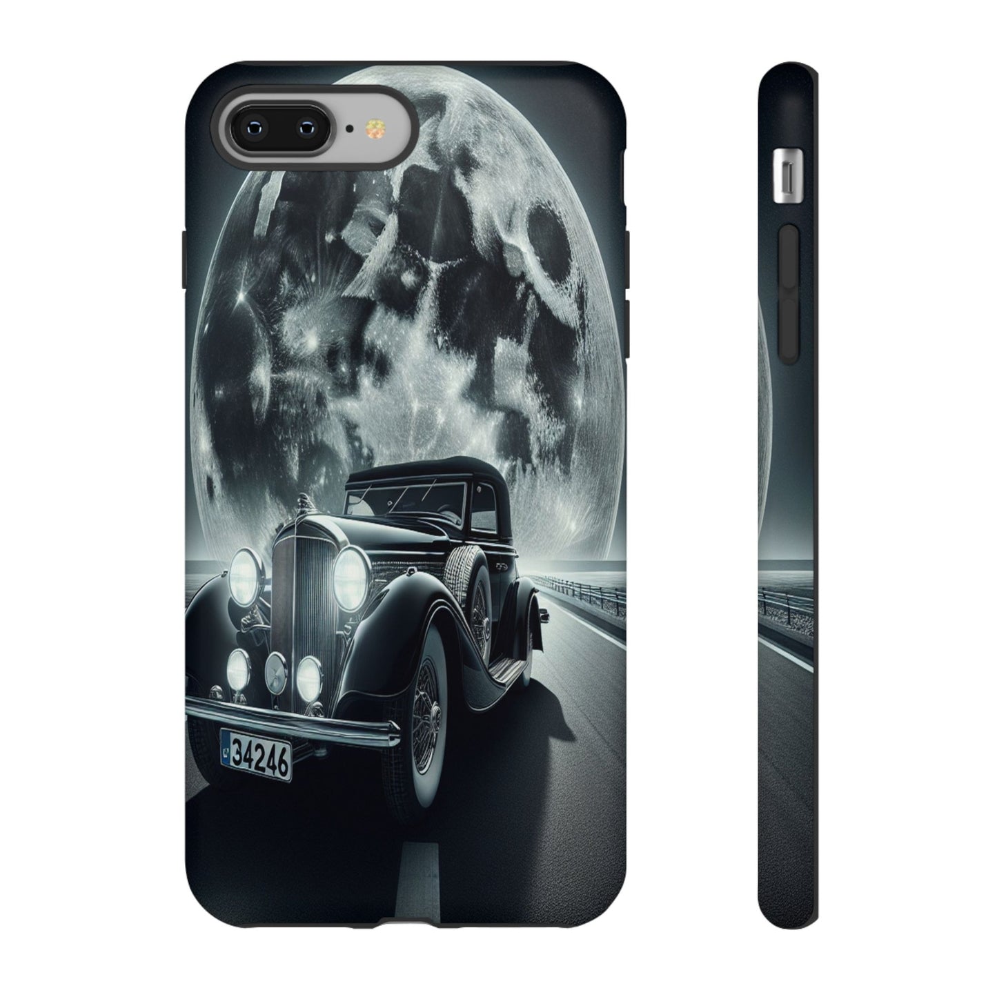 Moonlit Journey with Classic Car - Phone Case