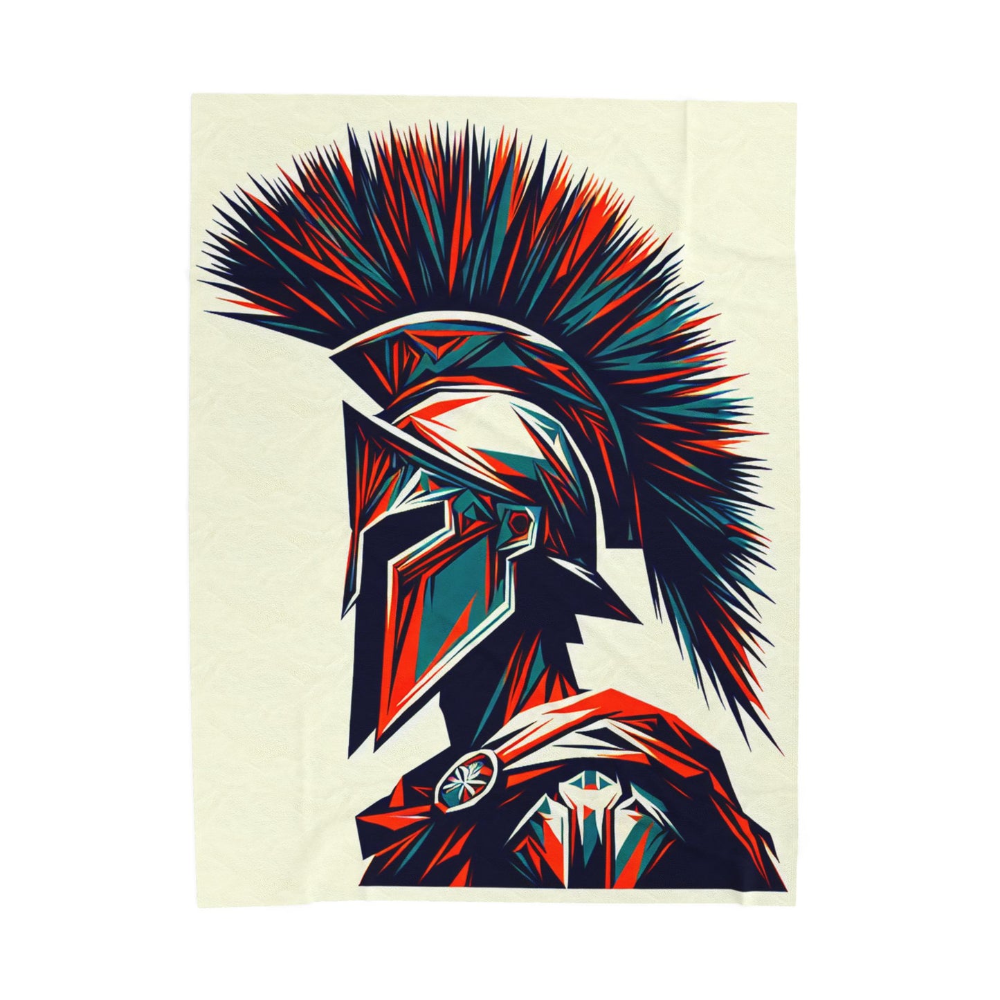 Geometric Spartan Warrior- Plush Blanket
