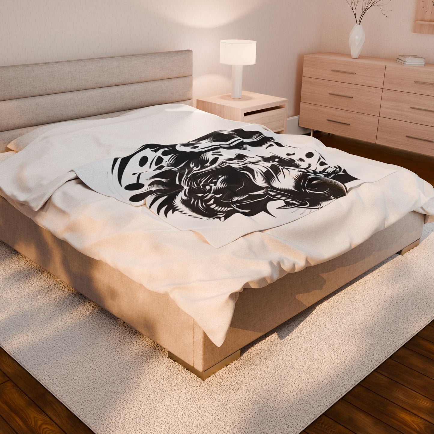 Fierce Monochrome Canine- Plush Blanket