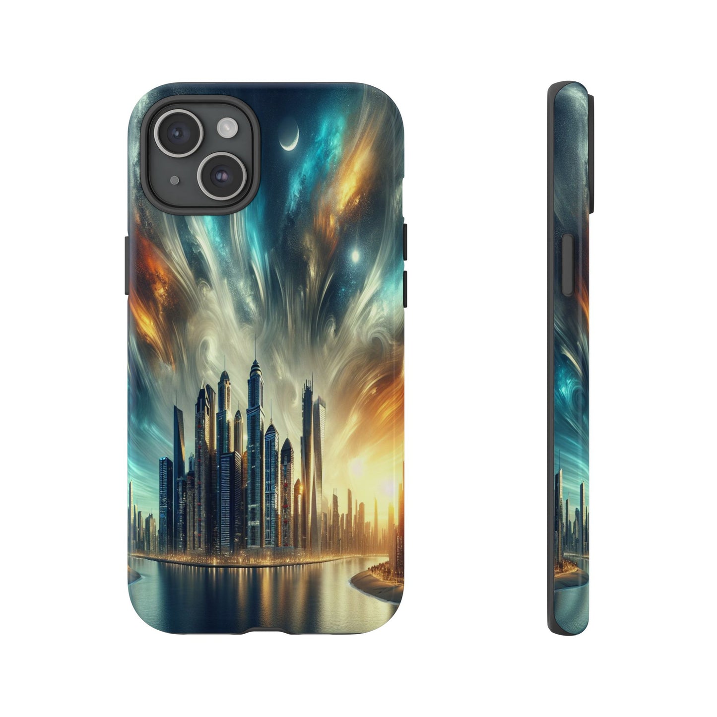 Cityscape under Celestial Tapestry - Phone Case