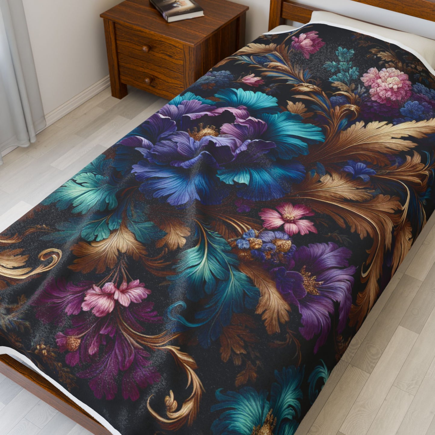 Baroque Petal Extravaganza- Plush Blanket