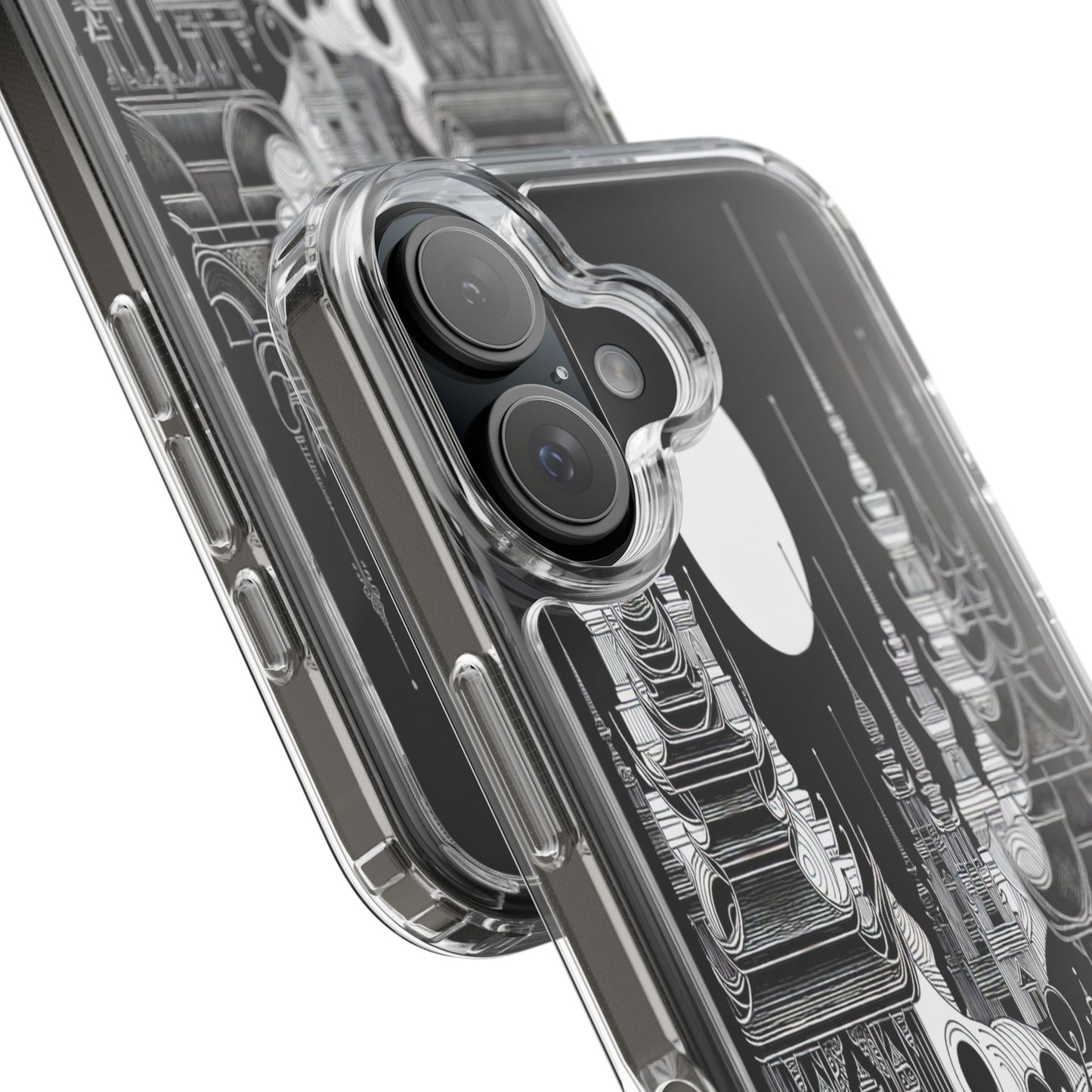 Transparent Temple Silhouette Under Bright Moon Iphone Case Compatible With Iphone 16 15 14 - Clear Phone Cover