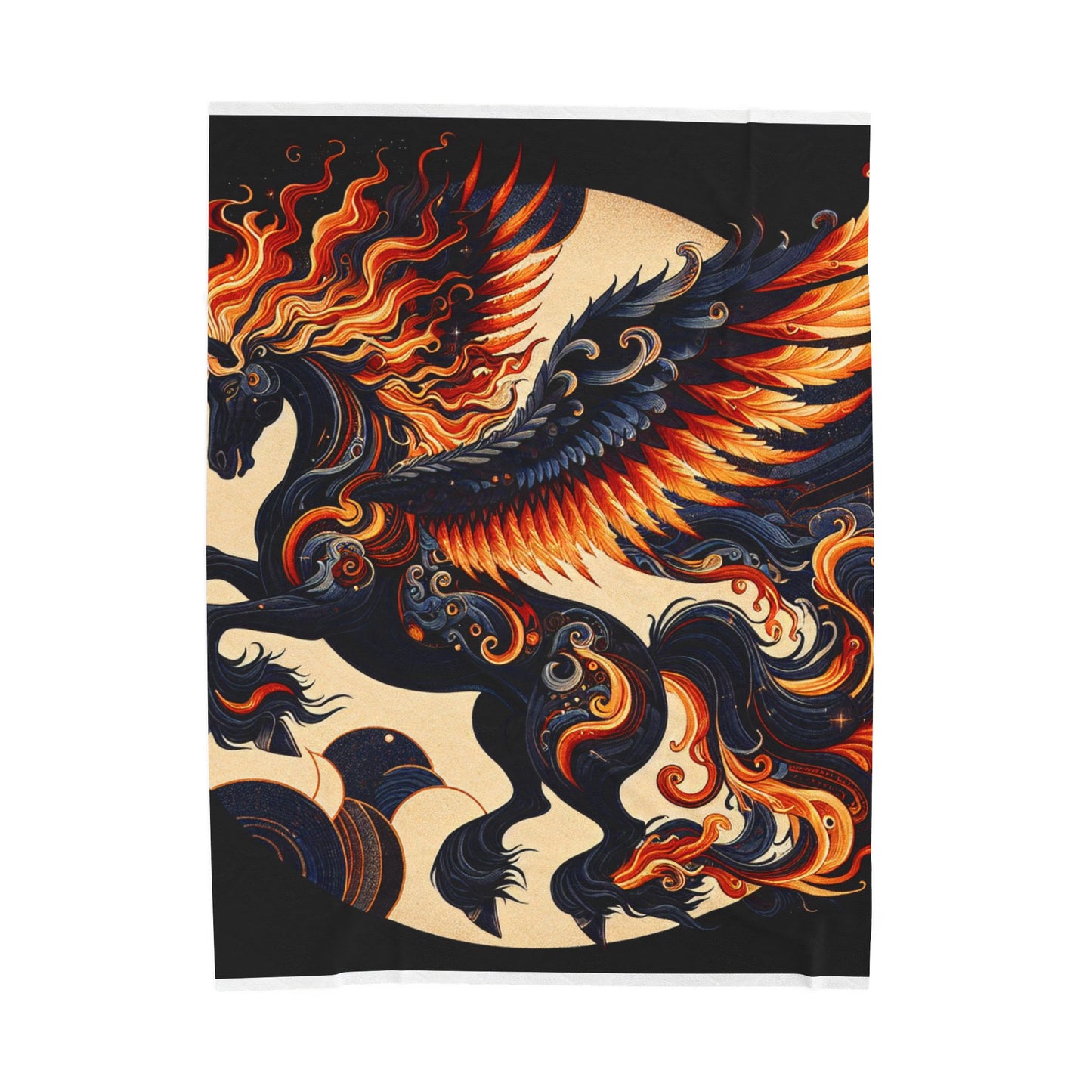 Fiery Winged Stallion - Plush Blanket