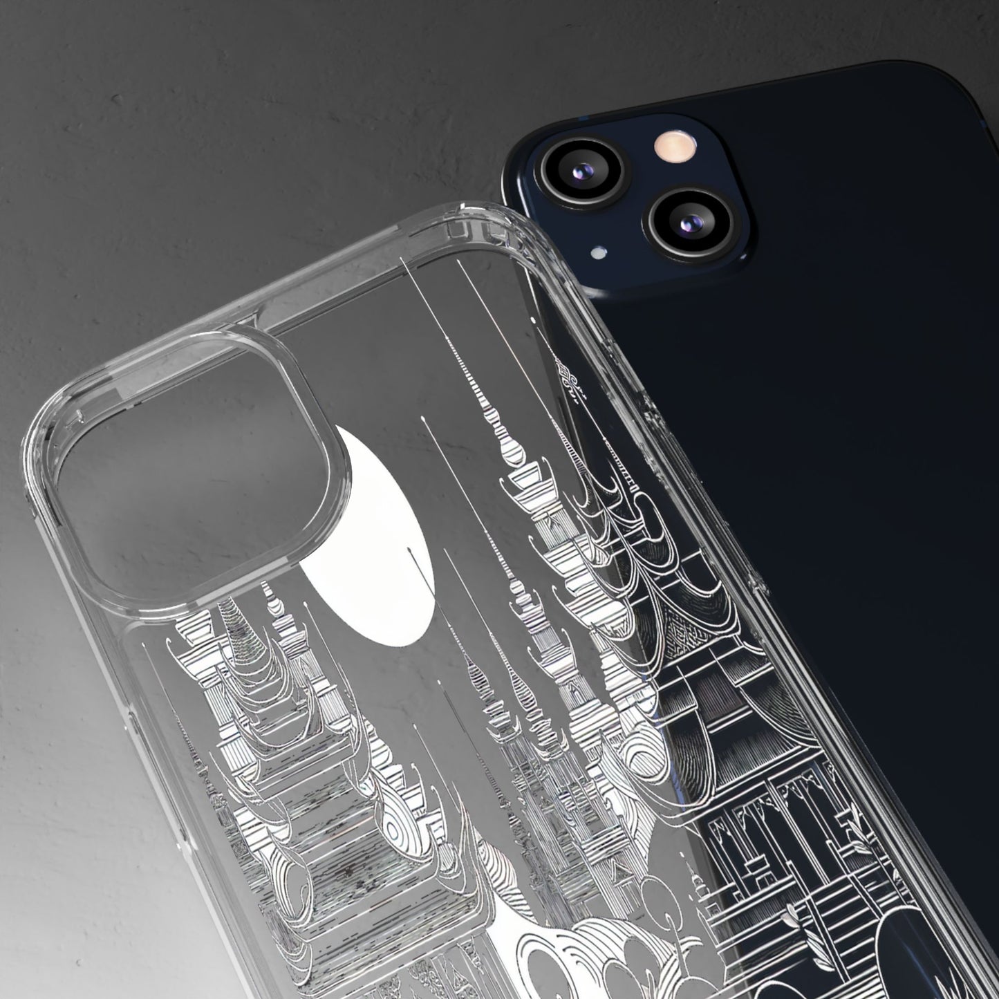 Transparent Temple Silhouette Under Bright Moon Iphone Case Compatible With Iphone 16 15 14 - Clear Phone Cover