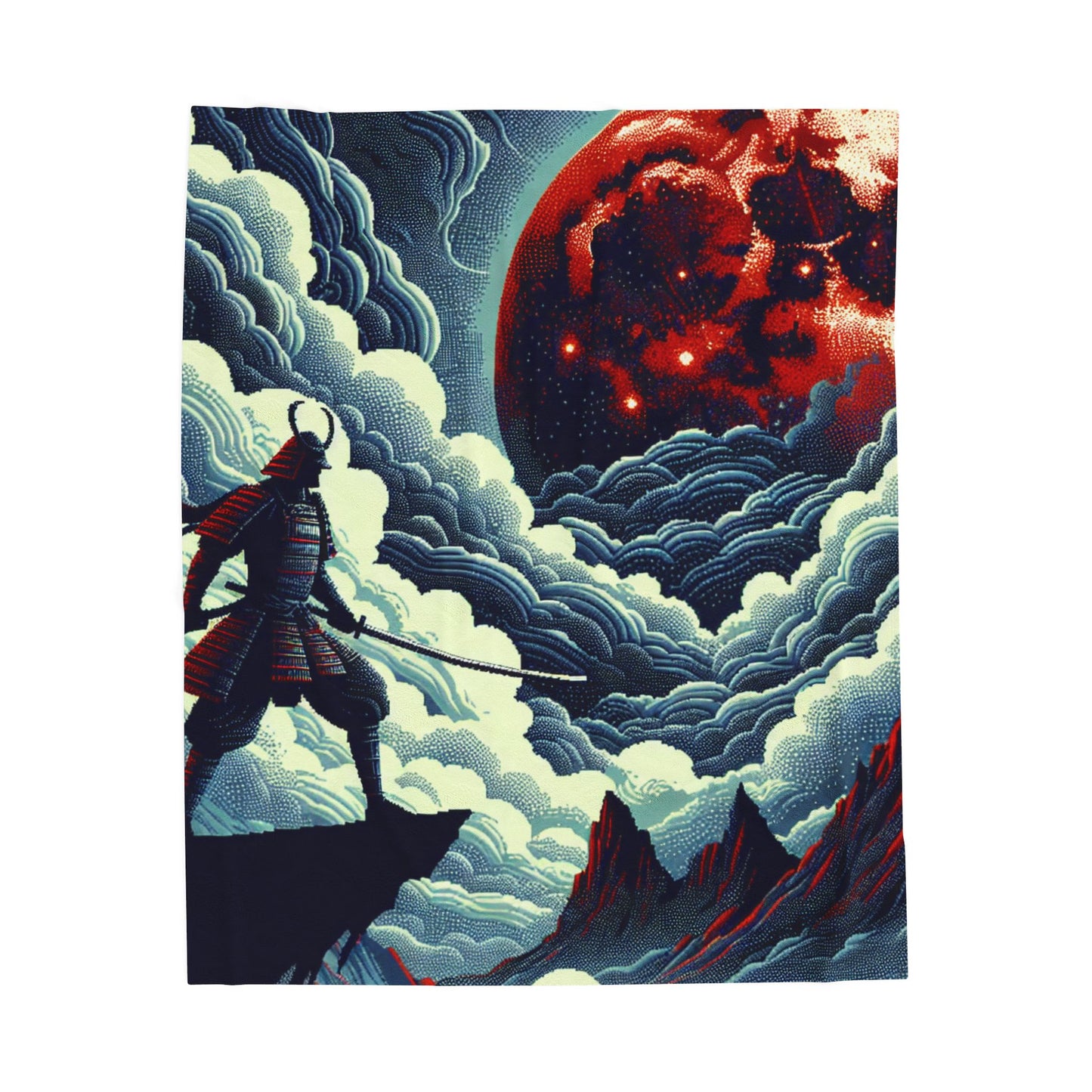 Warrior's Vigil Under the Celestial Sphere - Plush Blanket