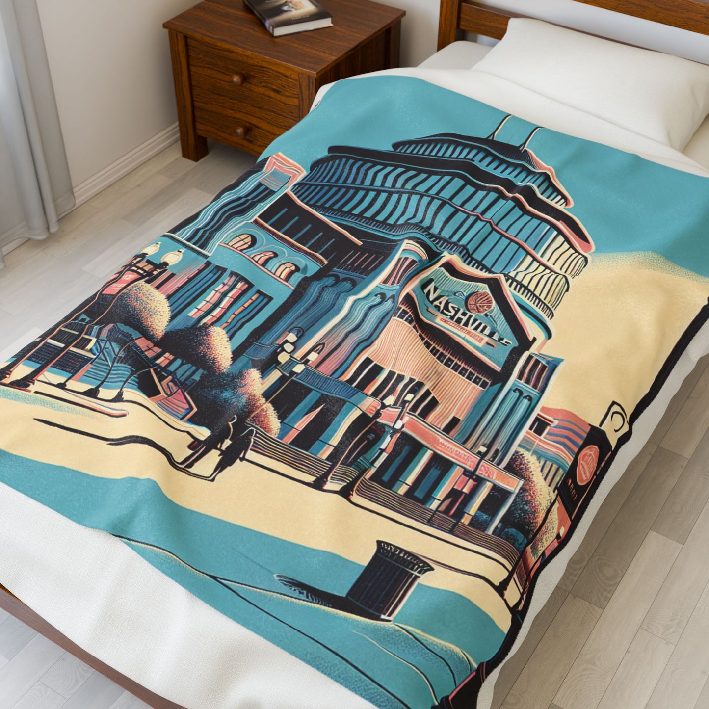 Nashville Streetscape at Daybreak- Plush Blanket