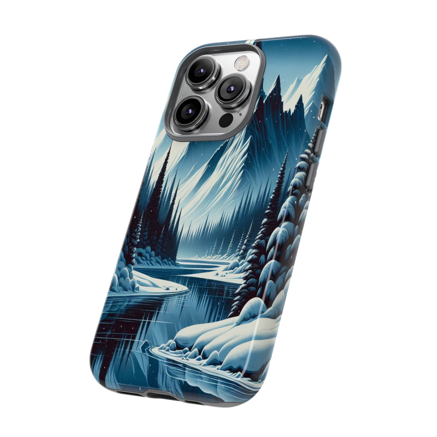 Frozen Peaks and Icy Reflections - Phone Case