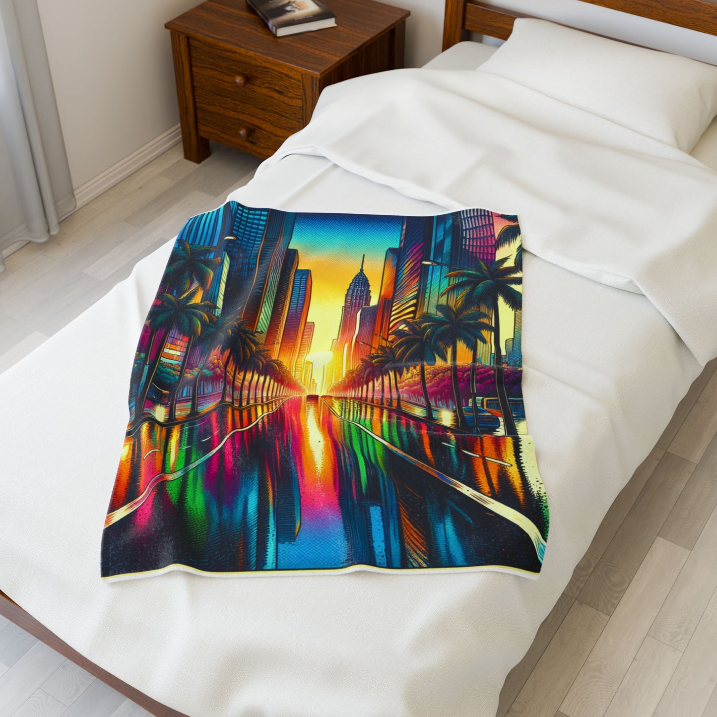 Dreamy Cityscape Illumination - Plush Blanket