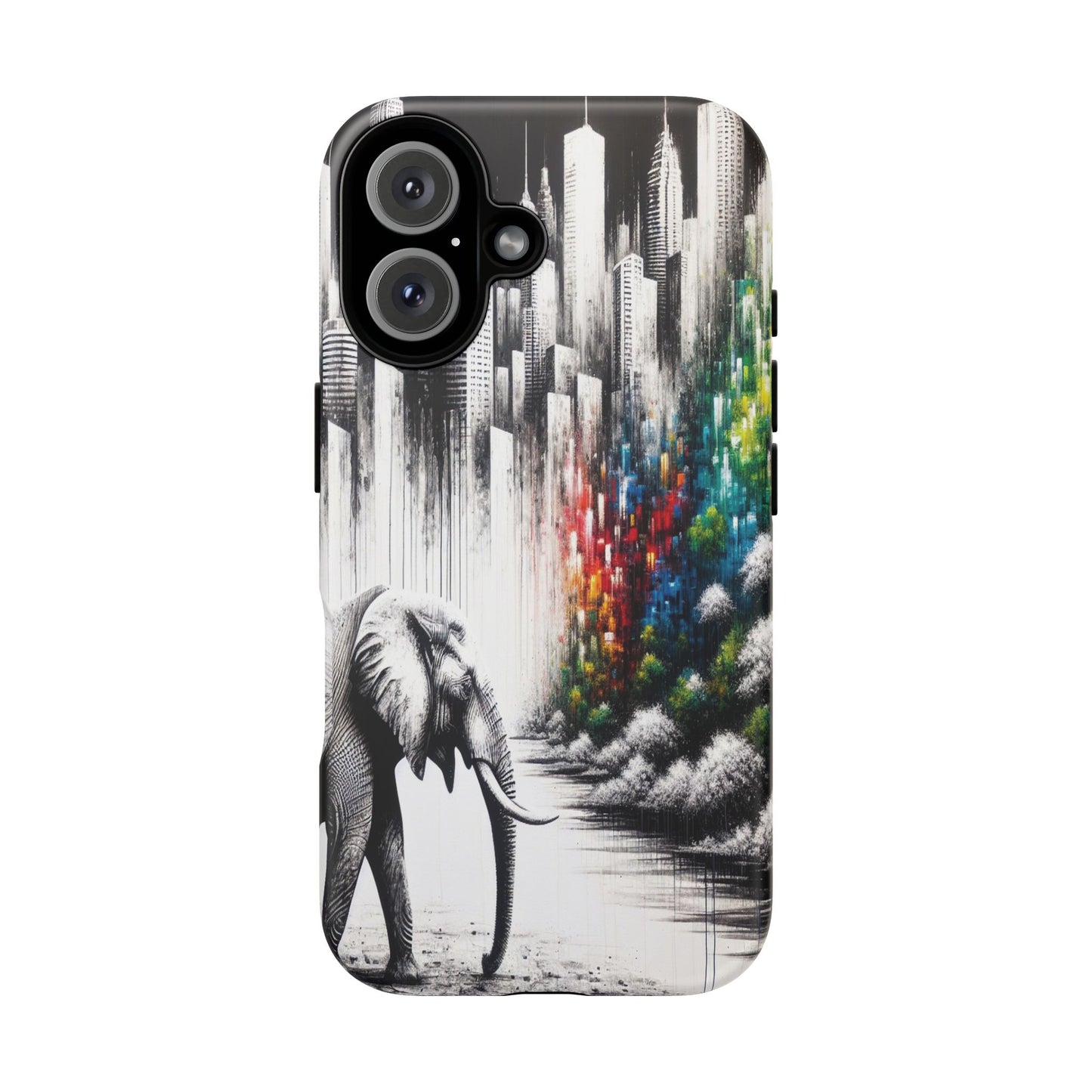 Protective Elephant's Journey Through the Cityscape Iphone Case Compatible With Iphone 16 15 14 - Phone Cover