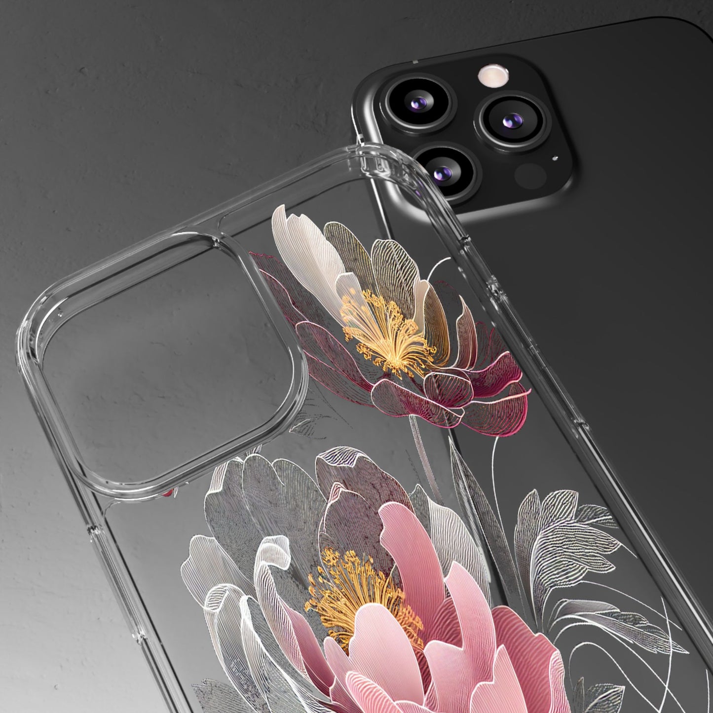 Transparent Petals in Motion Iphone Case Compatible With Iphone 16 15 14 - Clear Phone Cover