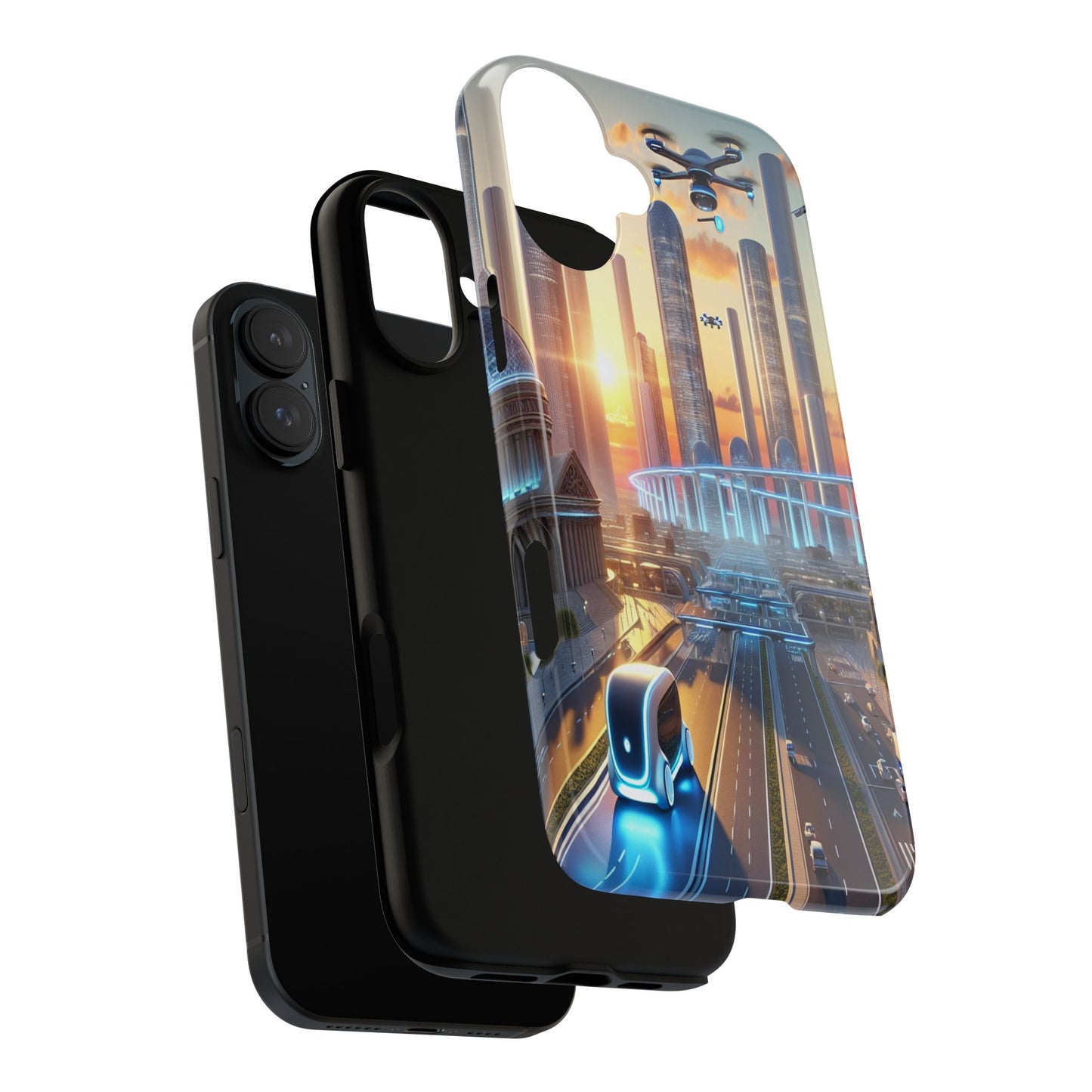 Futuristic Cityscape Unveiled - Phone Case