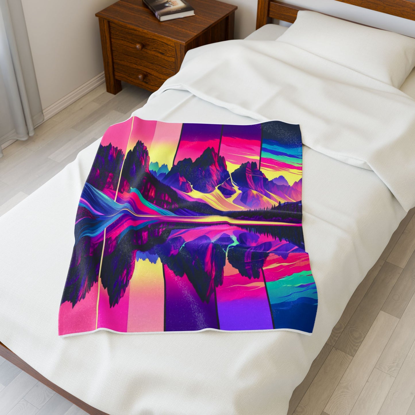 Mountain Panorama in Splendid Shades - Plush Blanket