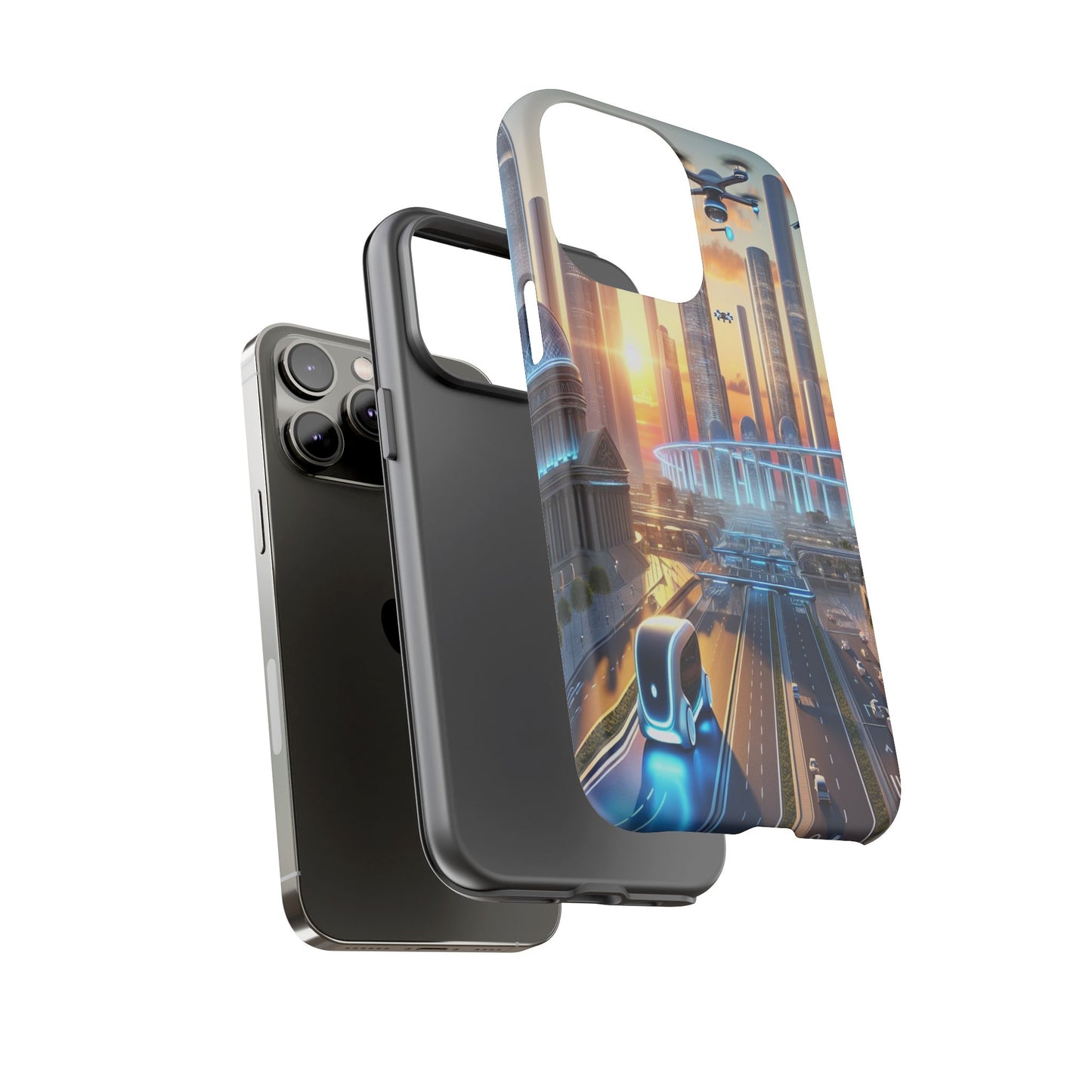 Futuristic Cityscape Unveiled - Phone Case
