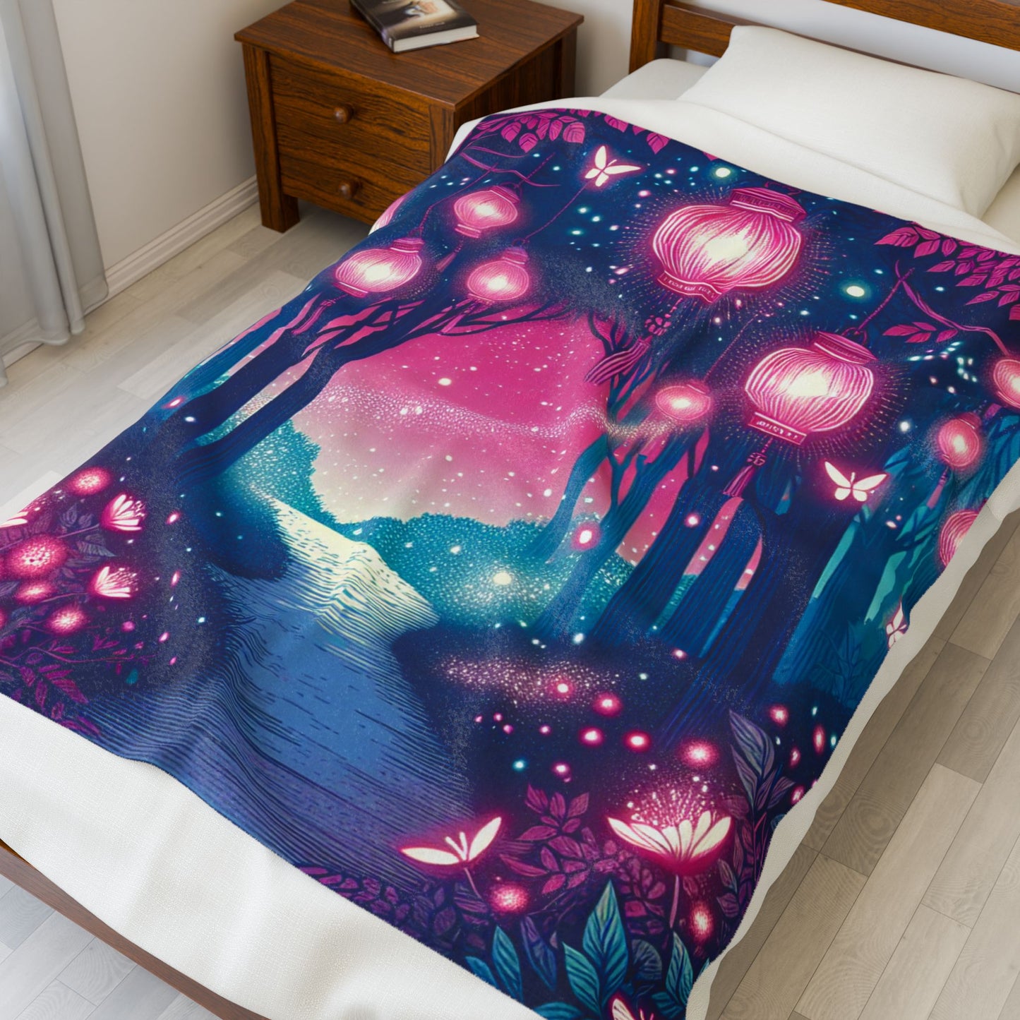 Lanterns Among the Trees - Plush Blanket