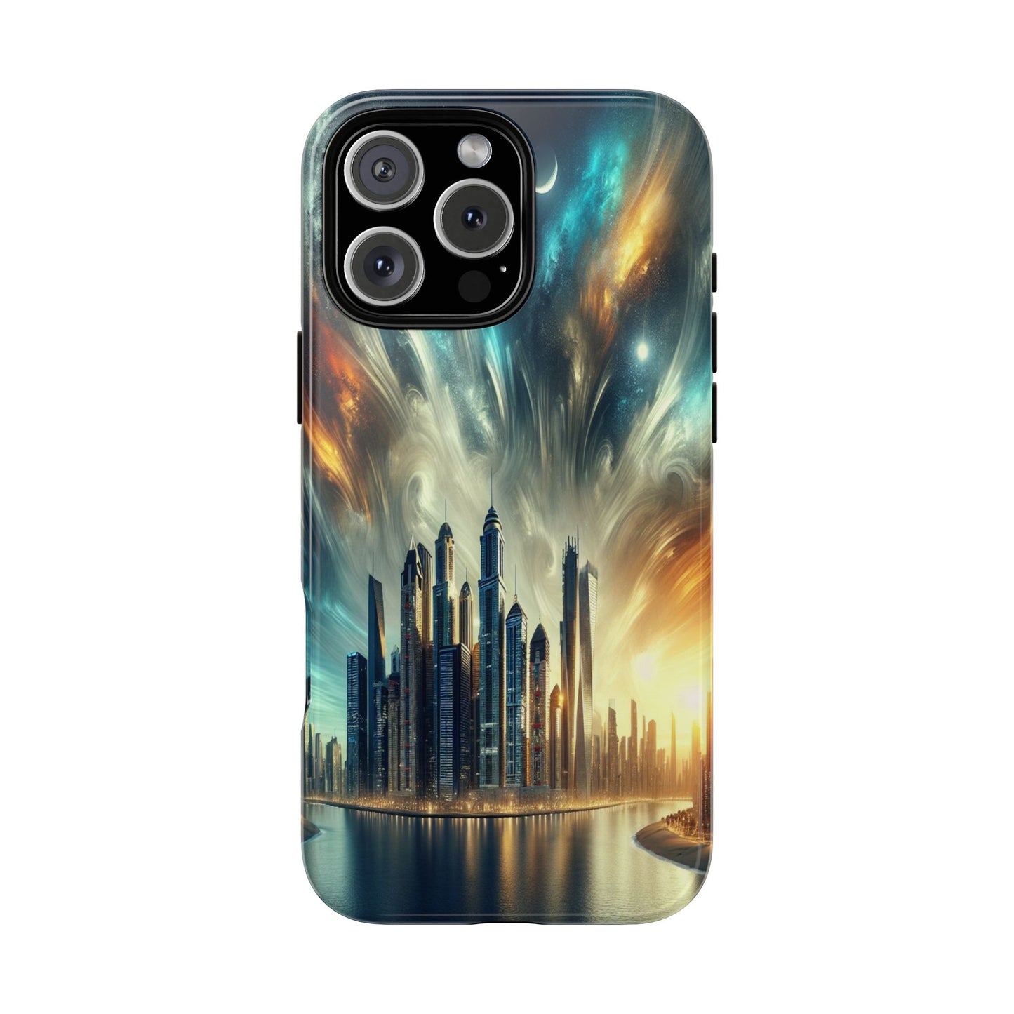 Cityscape under Celestial Tapestry - Phone Case
