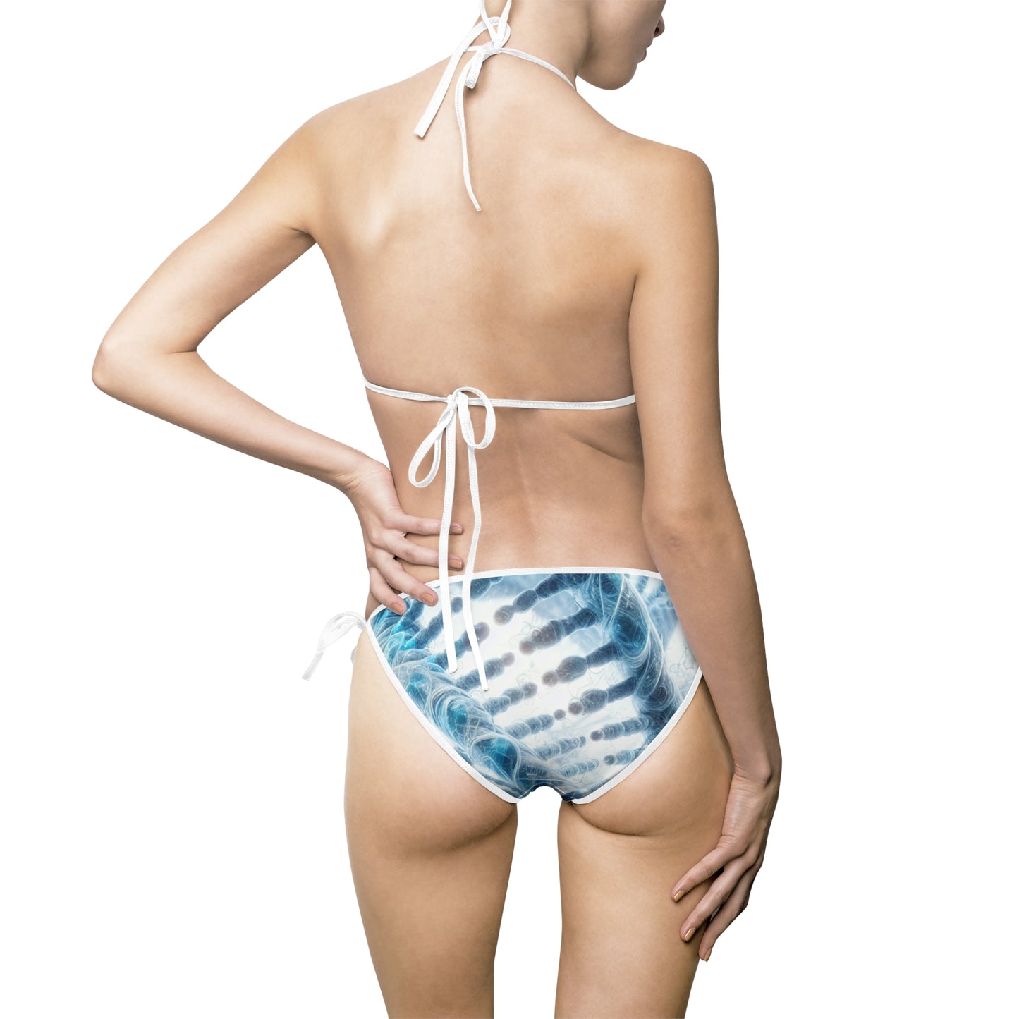 Women's Genetic Helices in Blue Bikini Swimsuit