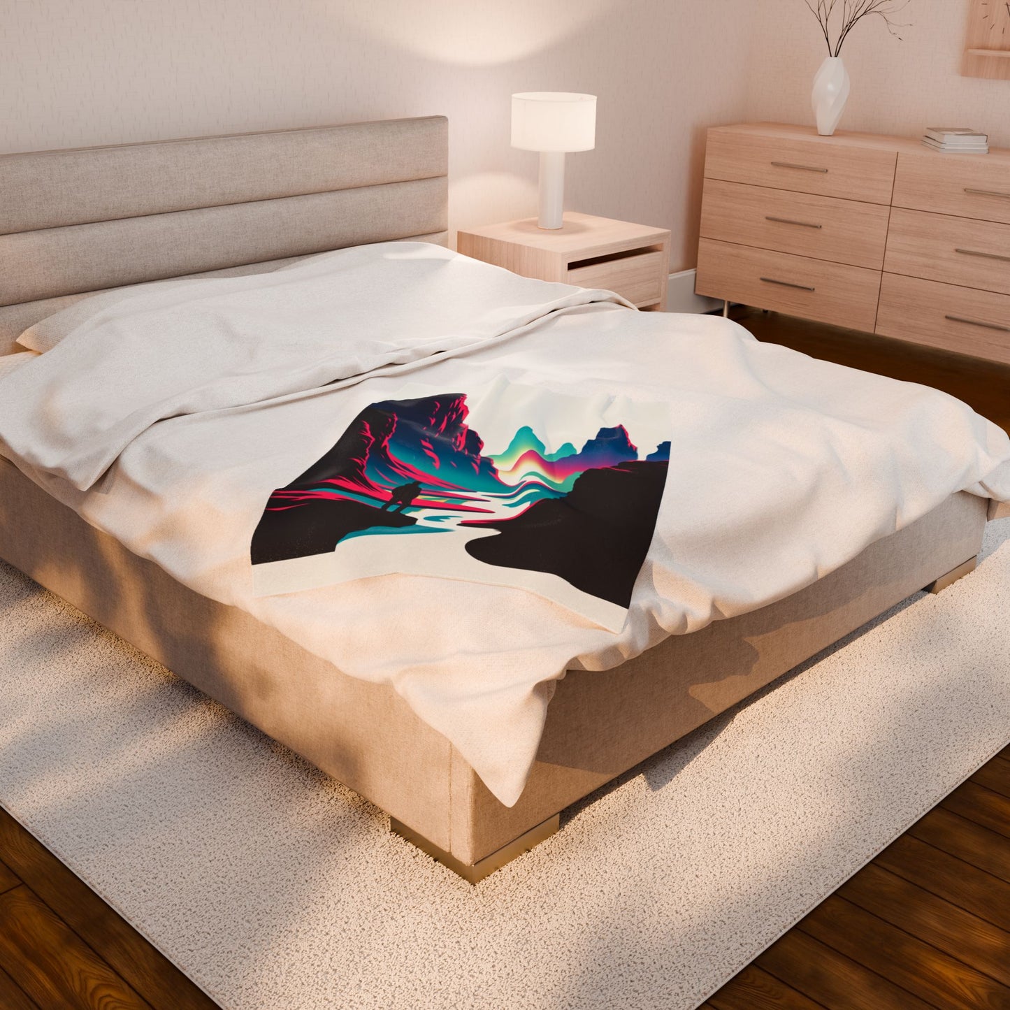 Silent Wanderer Among Peaks - Plush Blanket