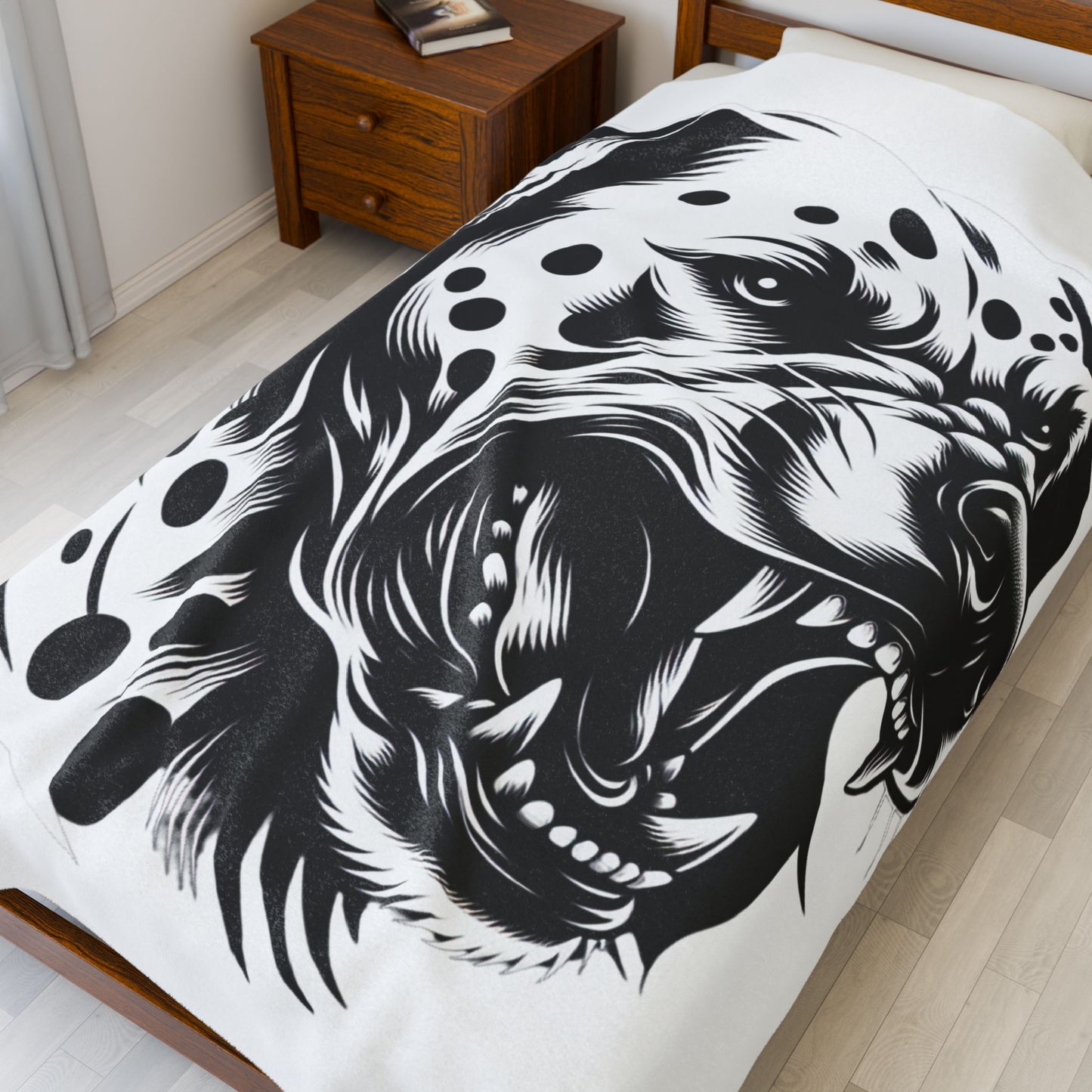 Fierce Monochrome Canine- Plush Blanket