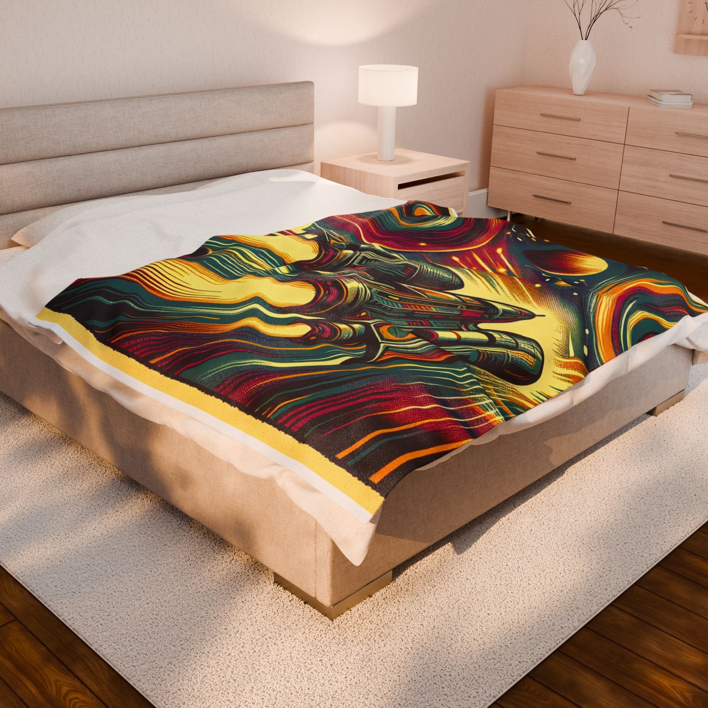 Rocket Odyssey Through the Cosmos - Plush Blanket