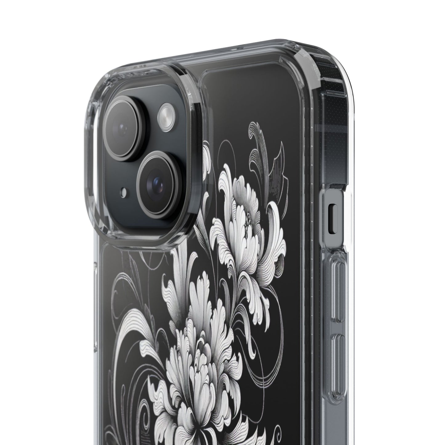 Transparent Intricate Flourish Design Iphone Case Compatible With Iphone 16 15 14 - Clear Phone Cover