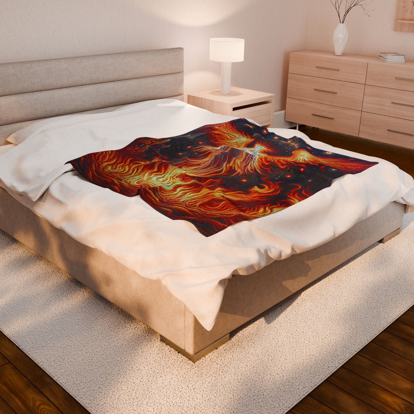 Phoenix Rising from Embers - Plush Blanket